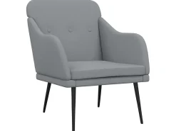 Best Cadeira com apoio de braços 63x76x80 cm tecido -claro PT782128 Cinzento