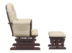 Poltrona*vidaxl Cadeira de amamentação com banco tecido branco nata Creme