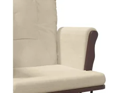 Poltrona*vidaxl Cadeira de amamentação com banco tecido branco nata Creme