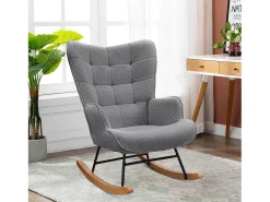 Sale Cadeira de balanço - Cadeira de sala para quarto - Capacidade de carga até 120 kg - Poliéster - Cinza - 68 x 75 x 92 cm Cinzento claro
