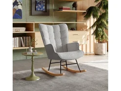 Cadeira de balanço - Cadeira relaxante para sala de estar e quarto - Cinza claro - 75 x 68 x 92 cm^ Poltrona