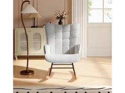 Cadeira de balanço - Cadeira relaxante para sala de estar e quarto - Cinza claro - 75 x 68 x 92 cm^ Poltrona