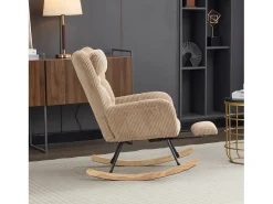 Poltrona|ModernLuxe Cadeira de balanço 102×65×92 cm - assento acolchoado - encosto alto - com almofada cervical - Marrom Castanho