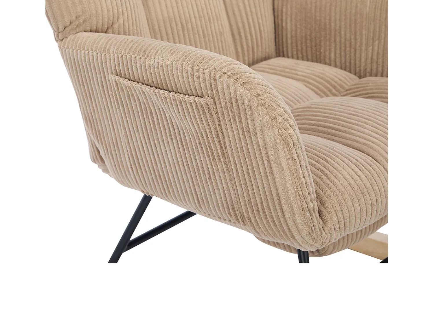 Poltrona|ModernLuxe Cadeira de balanço 102×65×92 cm - assento acolchoado - encosto alto - com almofada cervical - Marrom Castanho