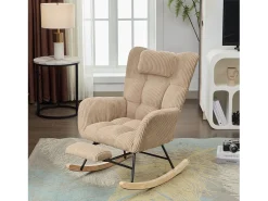 Poltrona|ModernLuxe Cadeira de balanço 102×65×92 cm - assento acolchoado - encosto alto - com almofada cervical - Marrom Castanho