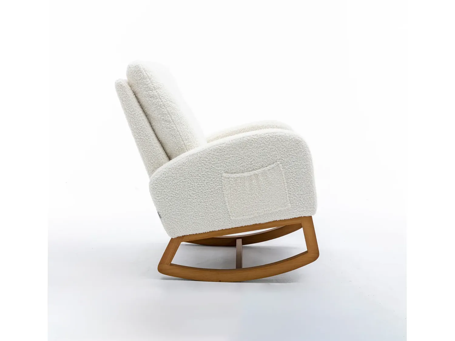 Poltrona| Cadeira de balanço - Encosto acolchoado - Pernas de madeira - Branco