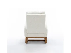 Poltrona| Cadeira de balanço - Encosto acolchoado - Pernas de madeira - Branco