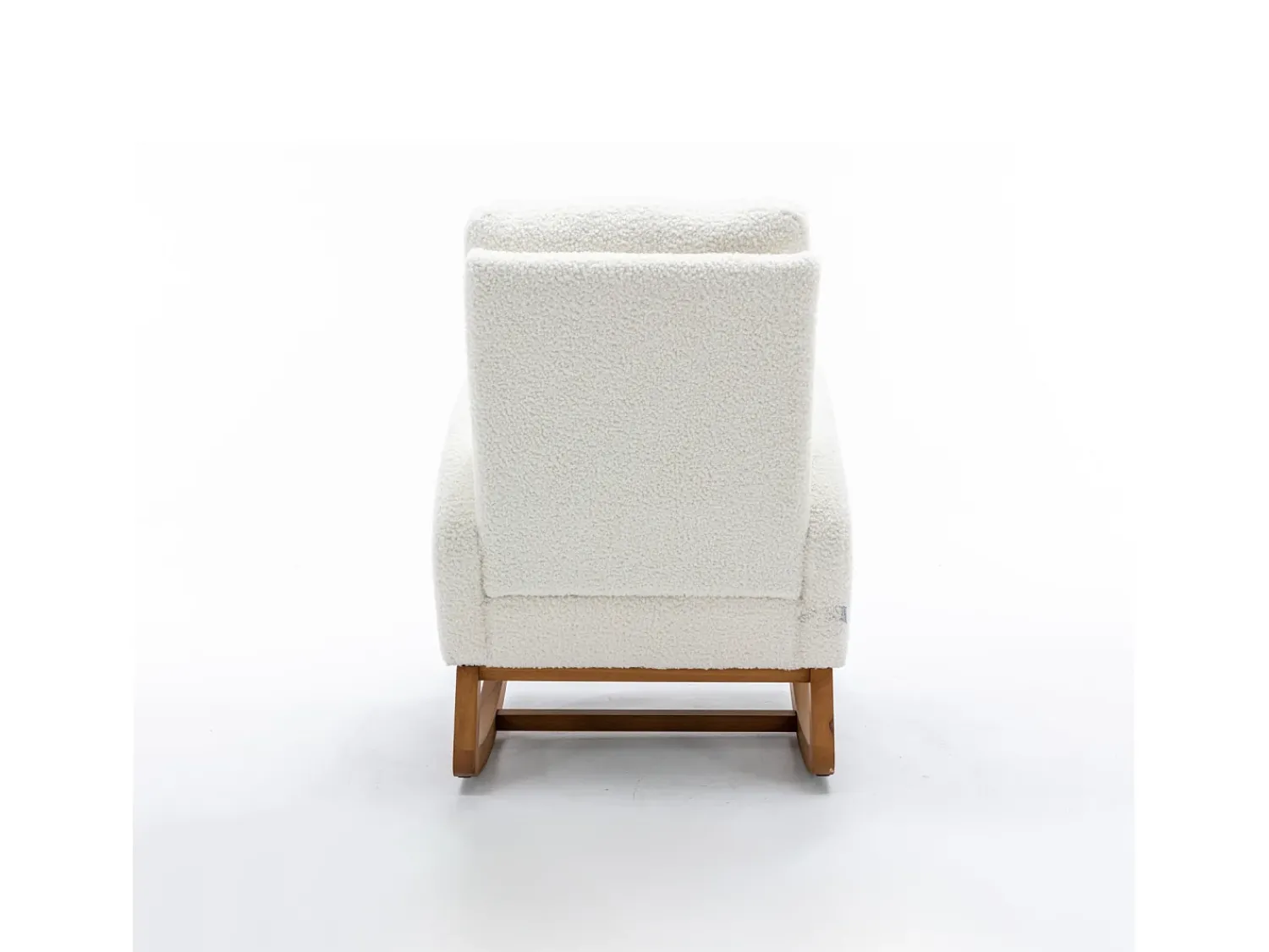 Poltrona| Cadeira de balanço - Encosto acolchoado - Pernas de madeira - Branco
