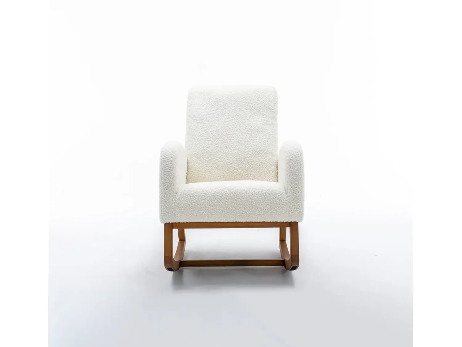 Poltrona| Cadeira de balanço - Encosto acolchoado - Pernas de madeira - Branco