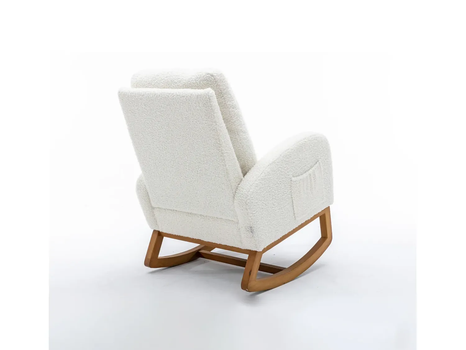 Poltrona| Cadeira de balanço - Encosto acolchoado - Pernas de madeira - Branco