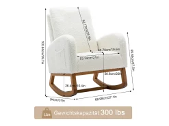 Poltrona| Cadeira de balanço - Encosto acolchoado - Pernas de madeira - Branco