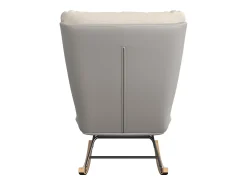 Poltrona| Cadeira de balanço acolchoada com encosto ajustável - Para sala de estar, quarto ou varanda - Dimensões: 83 x 72 x 93 cm Bege