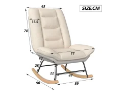 Cadeira de balanço, cadeira de amamentação, pés de madeira maciça, para sala de estar, bege + cinza, 77x90x98 cm^ Poltrona