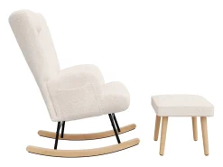 Poltrona| Cadeira de balanço, cadeira de balanço de pelúcia macia, apoio de cabeça e apoio para os pés Branco