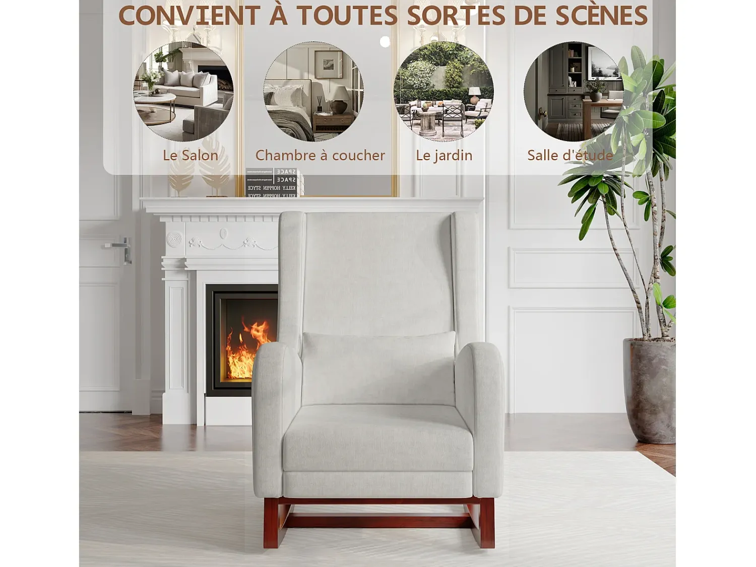 Poltrona* Cadeira de balanço, Cadeira de balanço - Cadeira com pernas retráteis - Cinza Cinzento