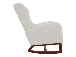 Poltrona| Cadeira de balanço com almofada lombar, bolso lateral e apoio para os pés, pés de madeira maciça, . Bege