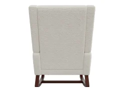 Poltrona| Cadeira de balanço com almofada lombar, bolso lateral e apoio para os pés, pés de madeira maciça, . Bege