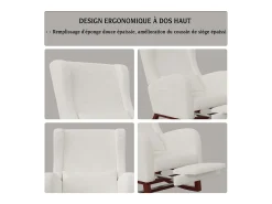 Poltrona| Cadeira de balanço com almofada lombar, bolso lateral e apoio para os pés, pés de madeira maciça, . Bege