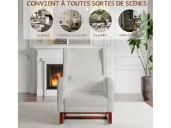 Poltrona| Cadeira de balanço com apoio de pernas retrátil e encosto alto em madeira maciça - Cadeira de balanço para sala de estar e quarto, carga até 150 kg - Cinza Cinzento