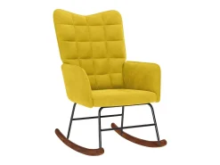 Poltrona*vidaxl Cadeira de balanço com banco em veludo Amarelo