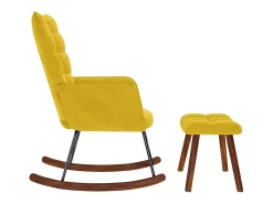 Poltrona*vidaxl Cadeira de balanço com banco em veludo Amarelo