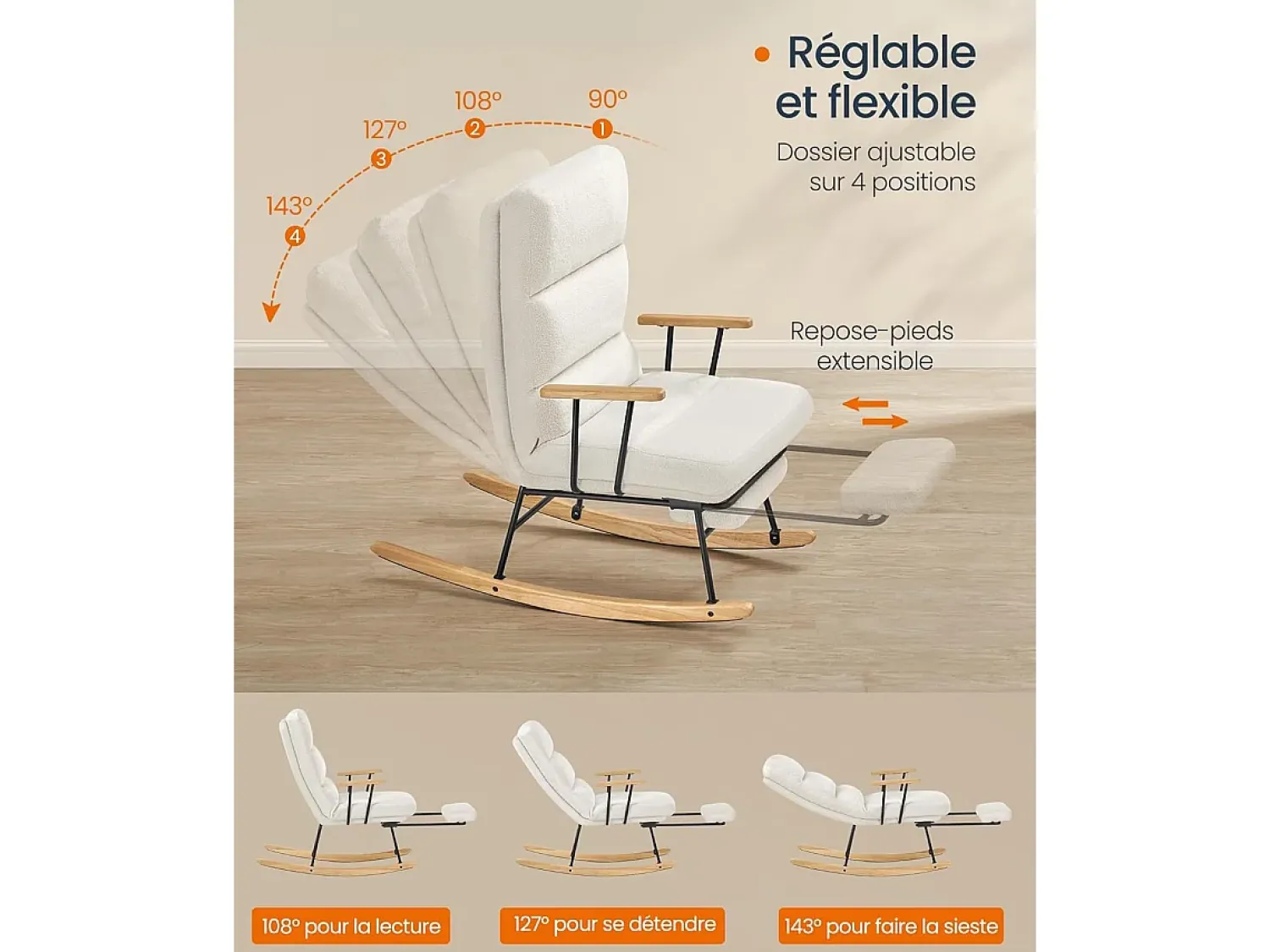 Clearance Cadeira de Balanço Branco Creme