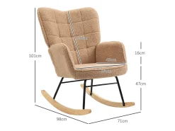Sale Hauss Spole Cadeira de balanço de veludo bouclé marrom, cadeira de balanço com braços Castanho
