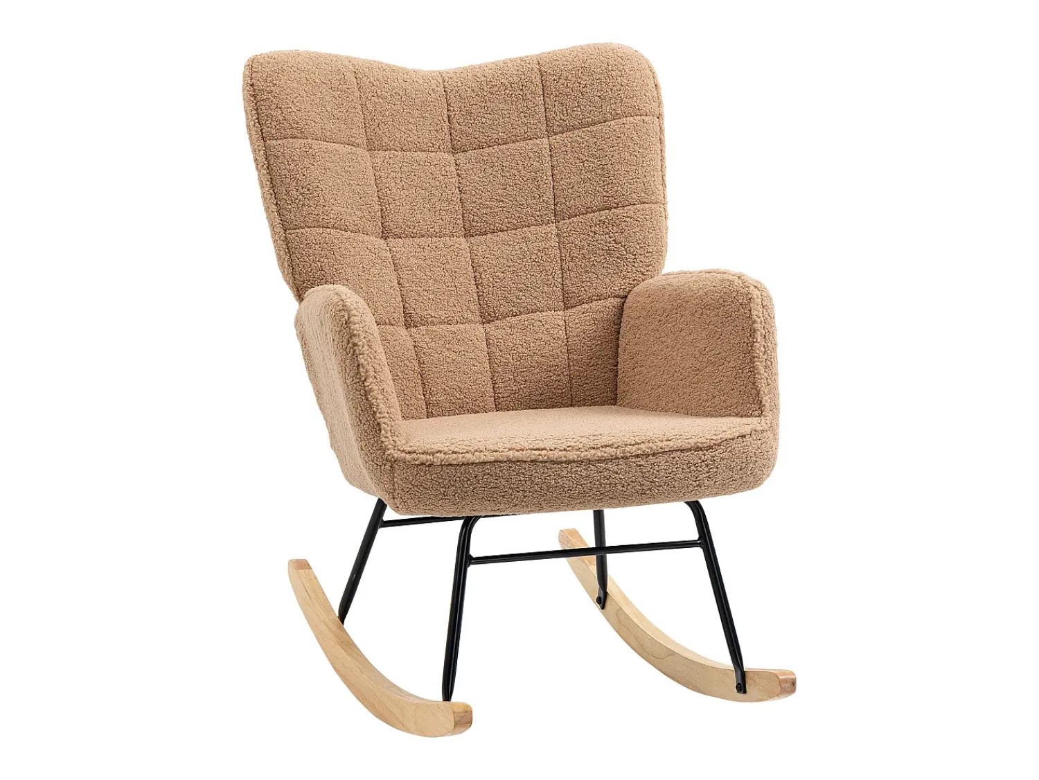 Sale Hauss Spole Cadeira de balanço de veludo bouclé marrom, cadeira de balanço com braços Castanho