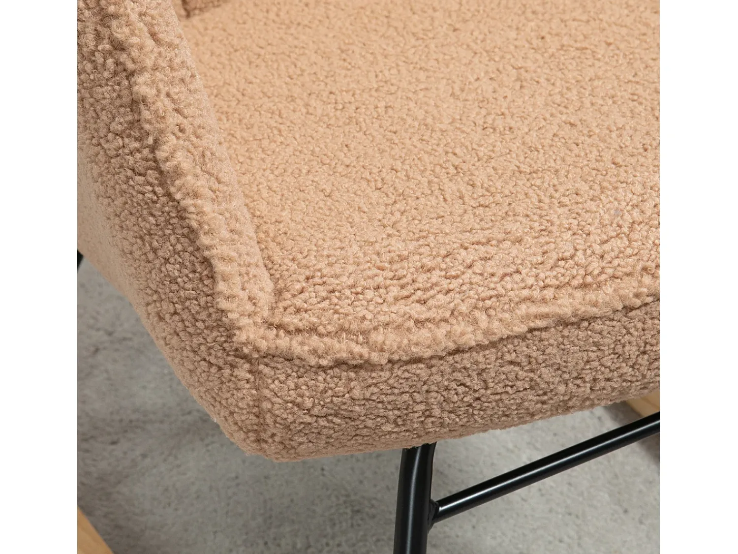 Sale Hauss Spole Cadeira de balanço de veludo bouclé marrom, cadeira de balanço com braços Castanho