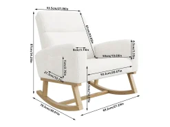 Poltrona* Cadeira de balanço em lã de cordeiro com 2 bolsos laterais, assento amplo e confortável, branca. Branco