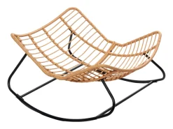 Poltrona*Concept-Usine Cadeira de Balanço em Vime Natural com Almofada Bege - Confortável e Moderna Natural claro