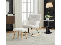 Poltrona* Cadeira de balanço ergonômica com apoio para os pés, branca, ângulo de balanço de 30°, encosto alto. Branco