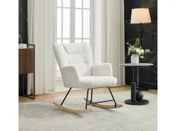 Poltrona* Cadeira de balanço ergonômica com apoio para os pés, branca, ângulo de balanço de 30°, encosto alto. Branco