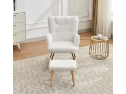 Poltrona* Cadeira de balanço ergonômica com apoio para os pés, branca, ângulo de balanço de 30°, encosto alto. Branco