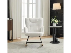 Poltrona* Cadeira de balanço ergonômica com apoio para os pés, branca, ângulo de balanço de 30°, encosto alto. Branco