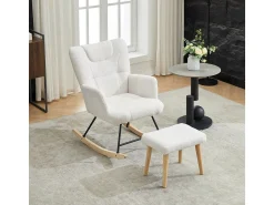 Poltrona* Cadeira de balanço ergonômica com apoio para os pés, branca, ângulo de balanço de 30°, encosto alto. Branco