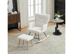 Poltrona* Cadeira de balanço ergonômica com apoio para os pés, branca, ângulo de balanço de 30°, encosto alto. Branco