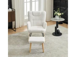 Poltrona* Cadeira de balanço ergonômica com apoio para os pés, branca, ângulo de balanço de 30°, encosto alto. Branco