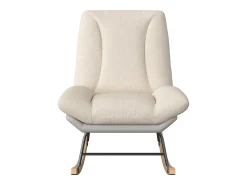 Sale Cadeira de balanço estofada - com encosto ajustável, para sala de estar - quarto Branco