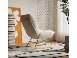 Sale Cadeira de balanço estofada - com encosto ajustável, para sala de estar - quarto Branco