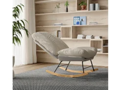 Sale Cadeira de balanço estofada - com encosto ajustável, para sala de estar - quarto Branco