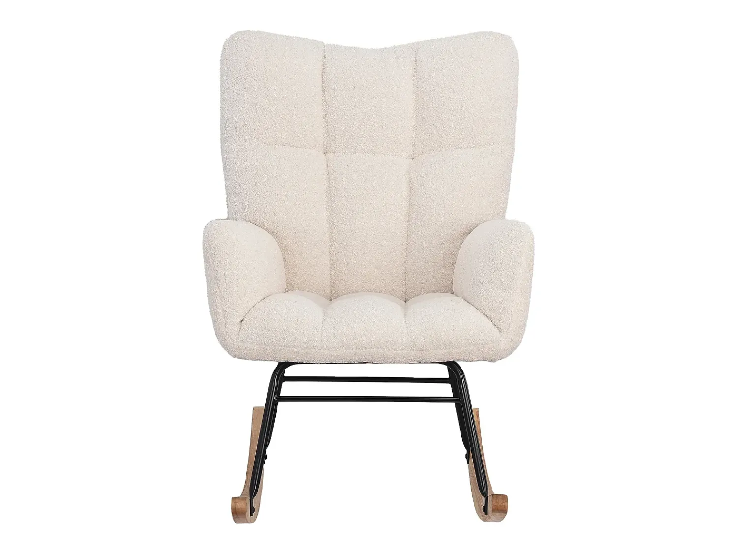 Cadeira de balanço moderna de veludo Teddy - Cadeira de balanço com braços, branca^ Poltrona