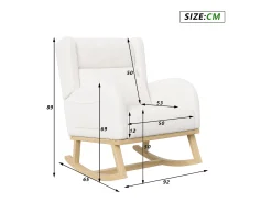 Poltrona| Cadeira de balanço, poltrona de balanço relaxante em tecido com encosto alto, sherpa, branca. Branco