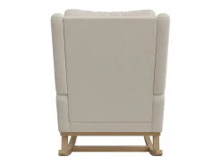 Poltrona| Cadeira de balanço, poltrona com almofada acolchoada, bolso lateral e apoios de braço, linho, Bege