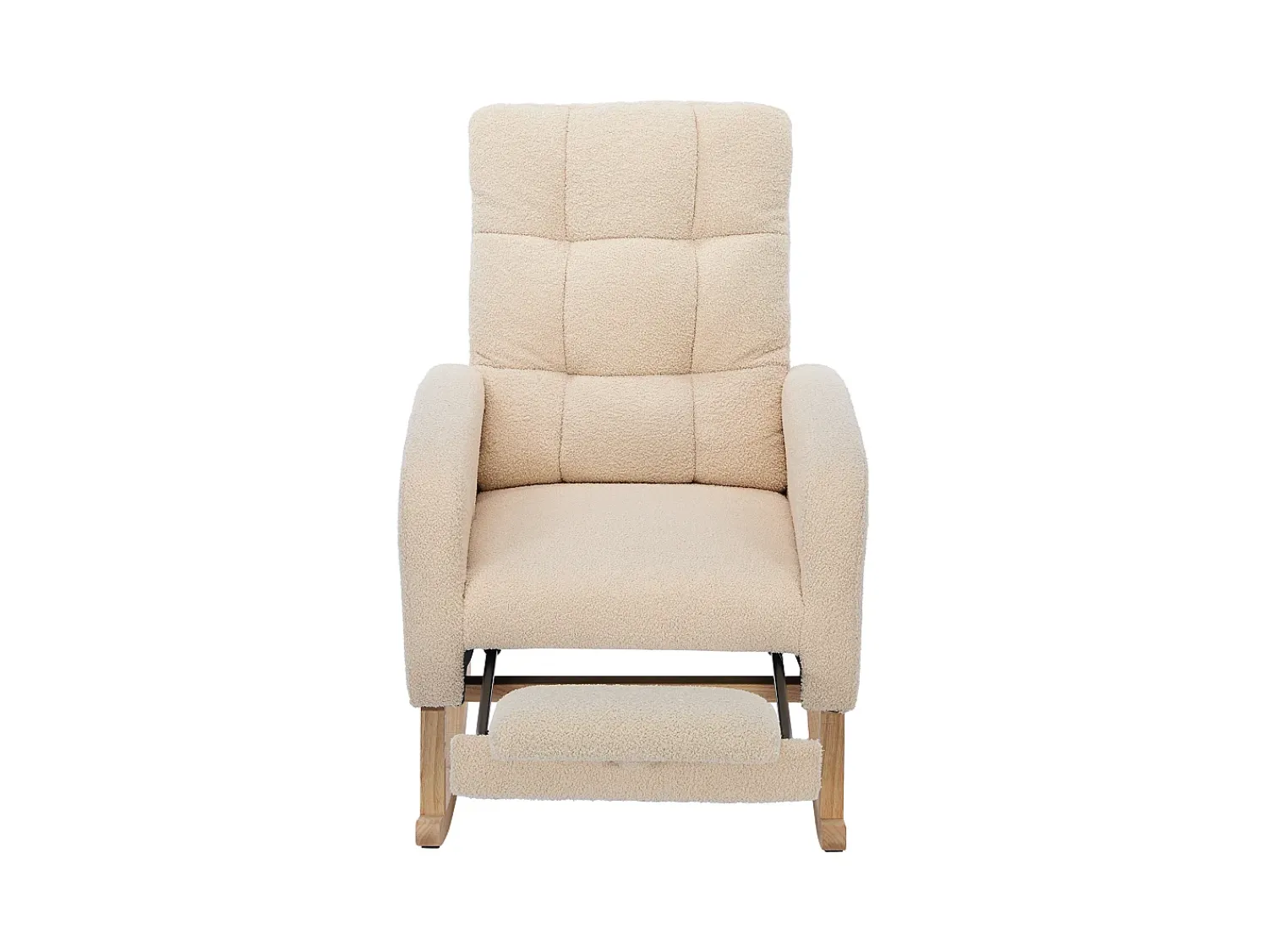 Merax Cadeira de balanço Teddy Velvet com apoio para os pés e braços - 132 x 50 x 99 cm - Estrutura de madeira maciça -^ Poltrona