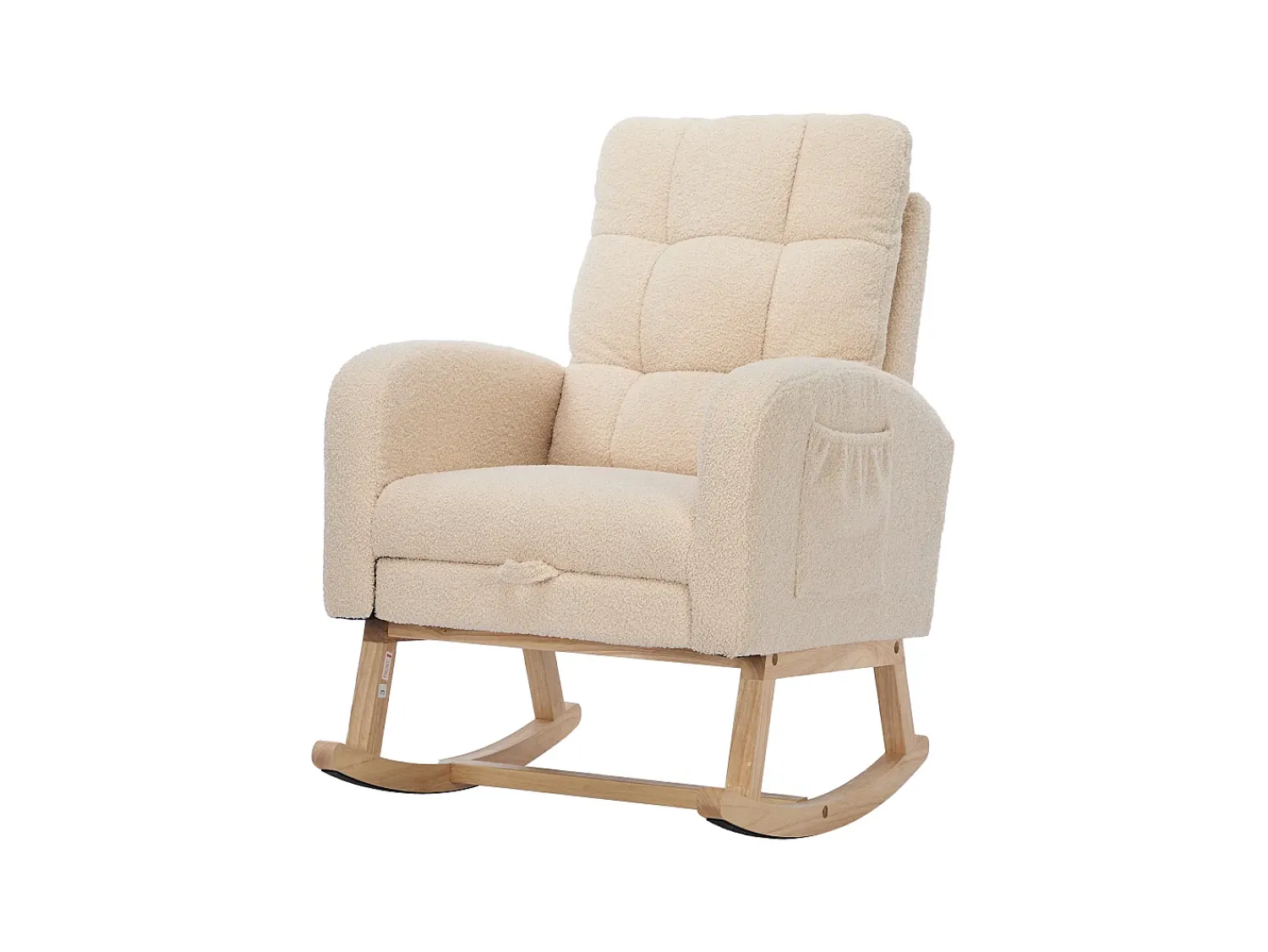 Merax Cadeira de balanço Teddy Velvet com apoio para os pés e braços - 132 x 50 x 99 cm - Estrutura de madeira maciça -^ Poltrona
