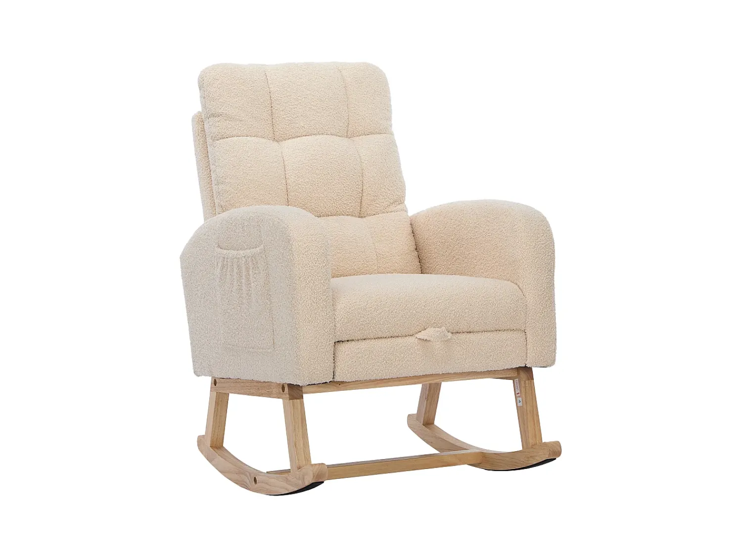 Merax Cadeira de balanço Teddy Velvet com apoio para os pés e braços - 132 x 50 x 99 cm - Estrutura de madeira maciça -^ Poltrona