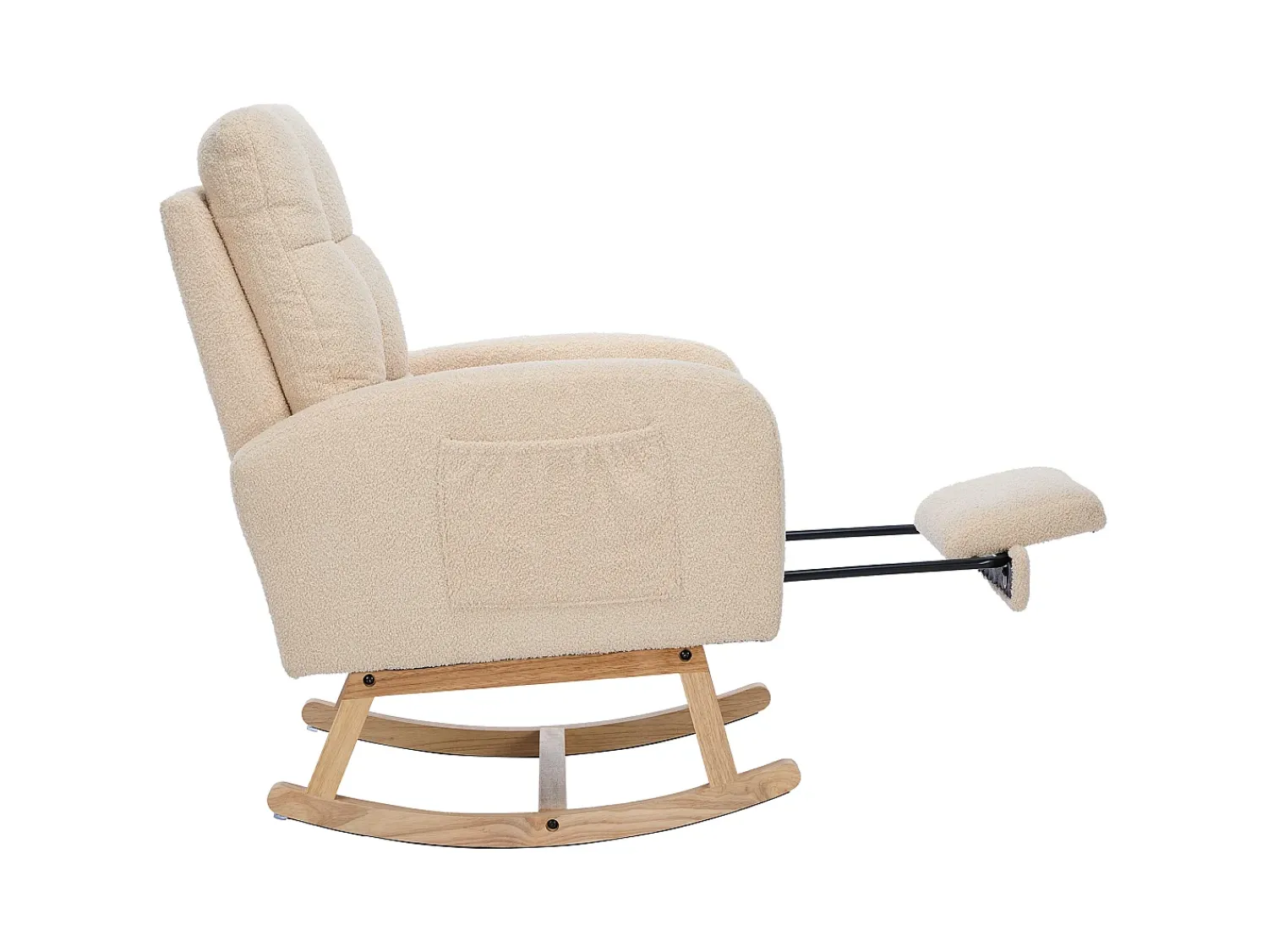 Merax Cadeira de balanço Teddy Velvet com apoio para os pés e braços - 132 x 50 x 99 cm - Estrutura de madeira maciça -^ Poltrona
