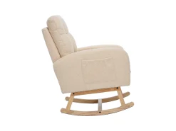 Merax Cadeira de balanço Teddy Velvet com apoio para os pés e braços - 132 x 50 x 99 cm - Estrutura de madeira maciça -^ Poltrona