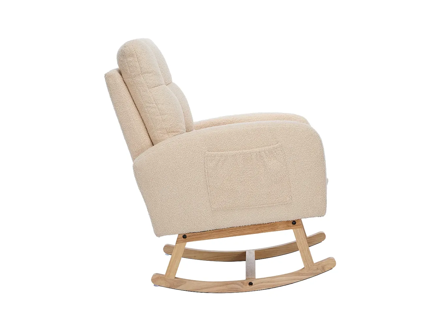 Merax Cadeira de balanço Teddy Velvet com apoio para os pés e braços - 132 x 50 x 99 cm - Estrutura de madeira maciça -^ Poltrona